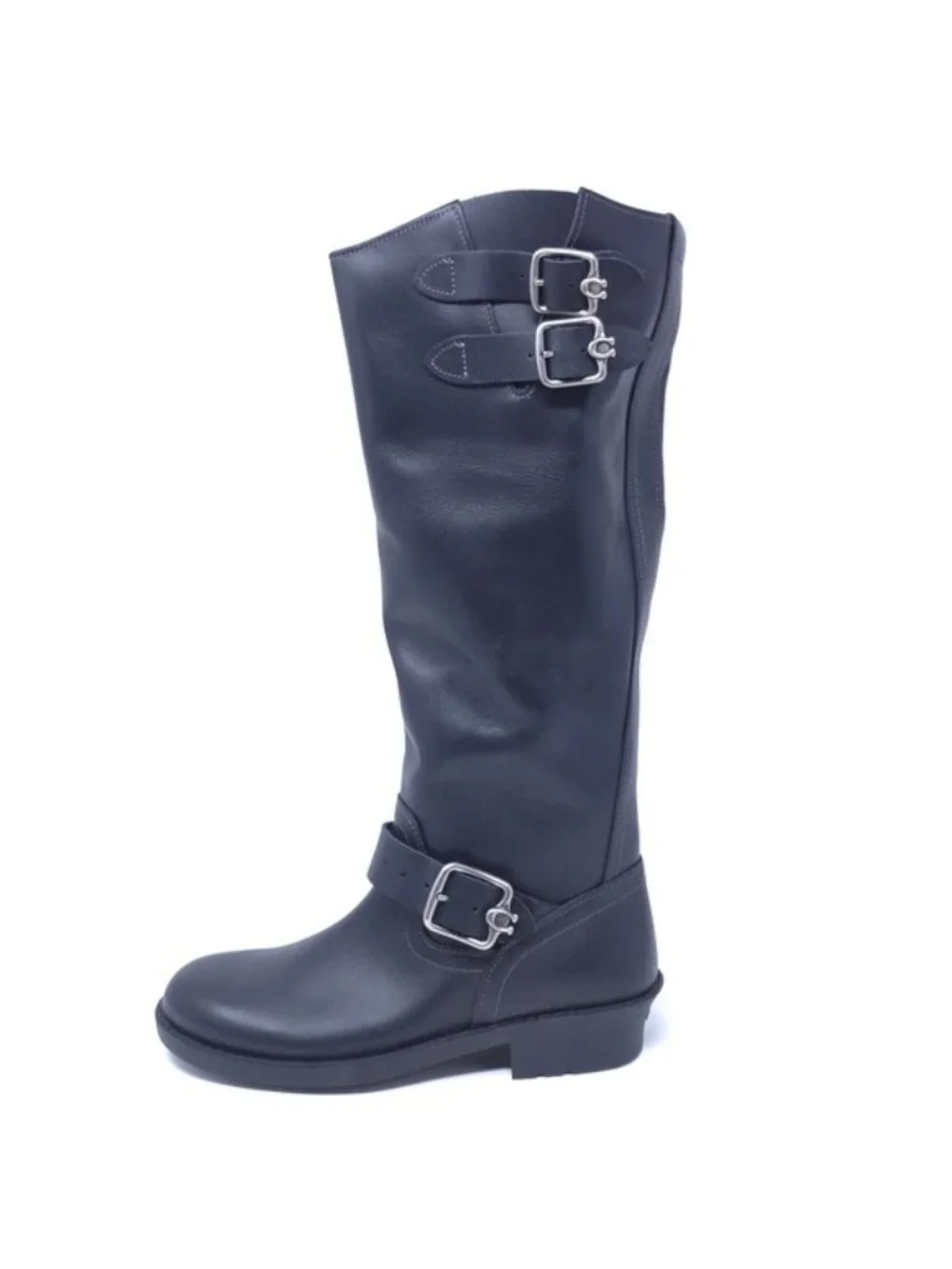 New COACH Daria Black Leather Moto Ankle Boots - Picture 4 of 9